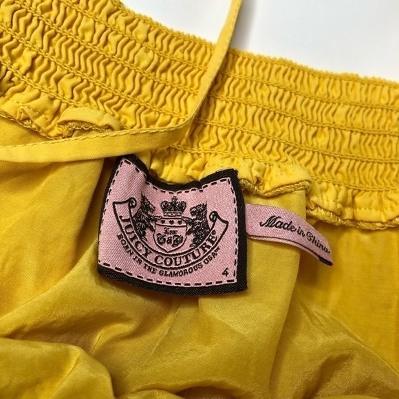 Juicy COUTURE Y2K 90s Sunflower Yellow Eyelet Bow Ruffle Trimmed Summer Tank Top - Picture 2 of 12